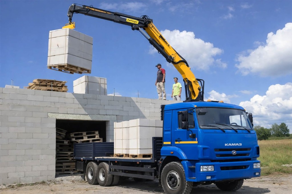 Доставка и разгрузка газосиликатных блоков манипулятором в Любани